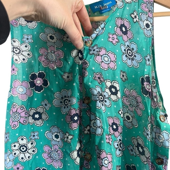 M.I.H. JEANS Leia Floral Cotton Gauze Sleeveless Button Down Midi Dress - Picture 10 of 14